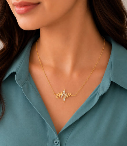 Gold Plated Heartbeat Chain Pendant