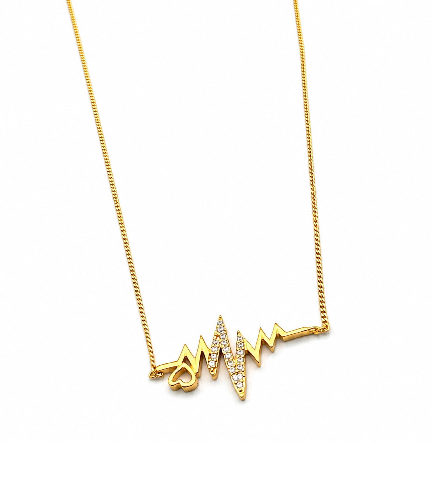Gold Plated Heartbeat Chain Pendant