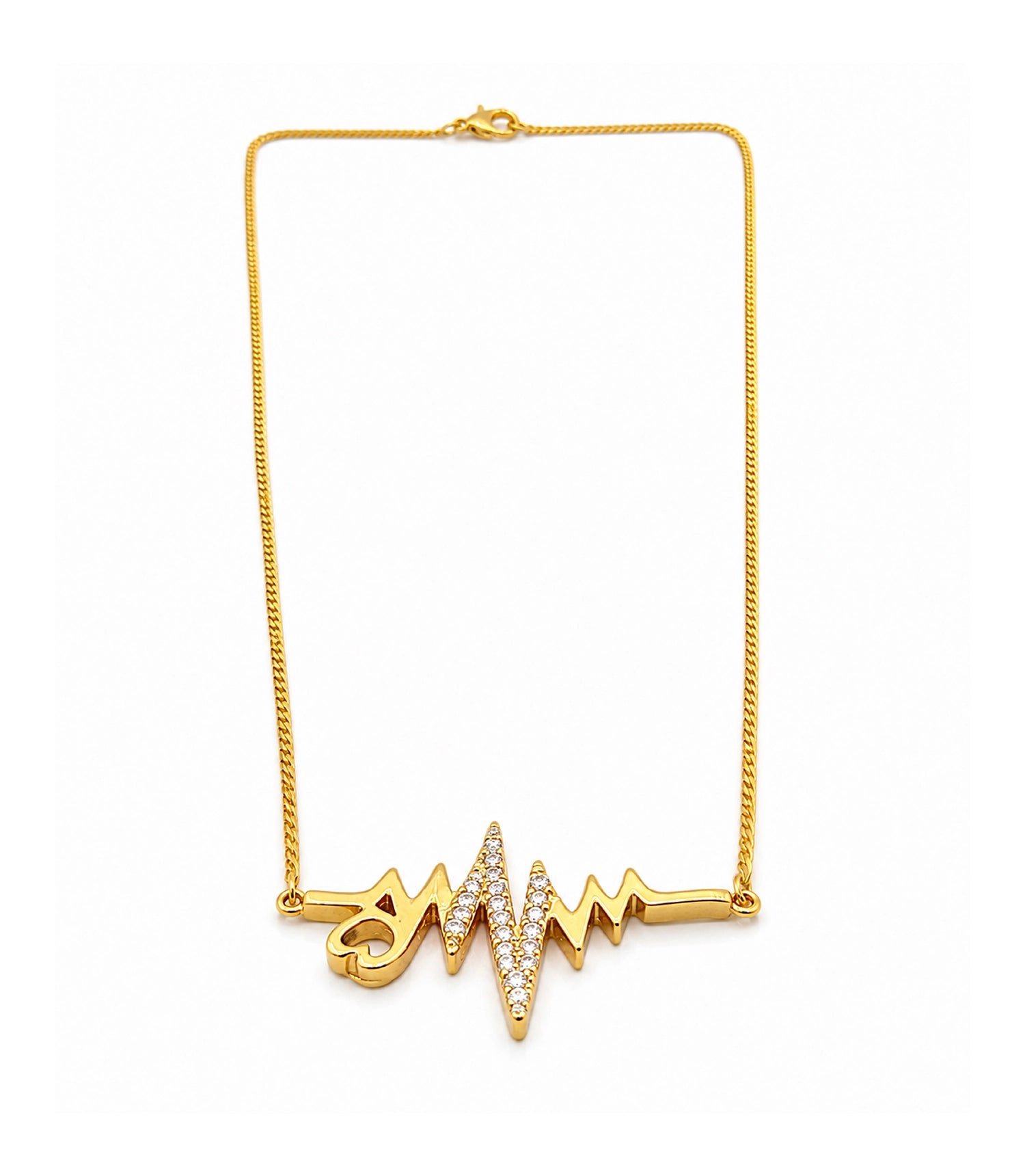 Gold Plated Heartbeat Chain Pendant
