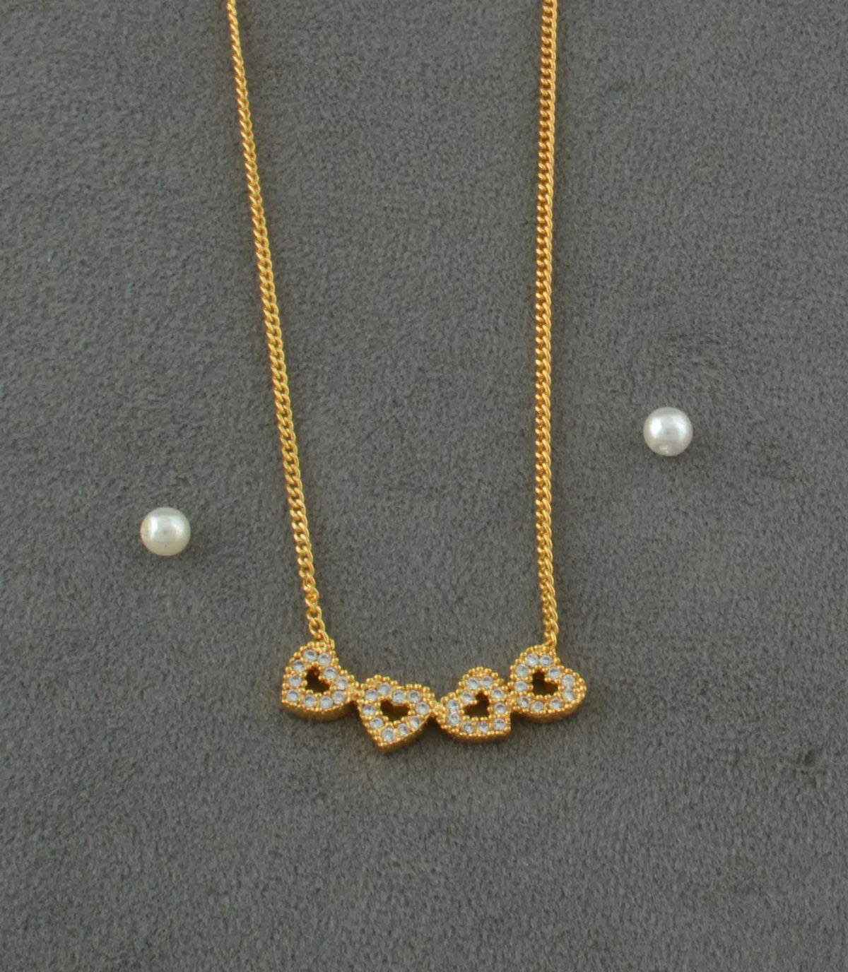 Gold Plated Quadruple Heart AD Chain Pendant