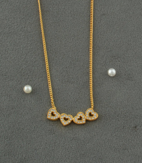 Gold Plated Quadruple Heart AD Chain Pendant