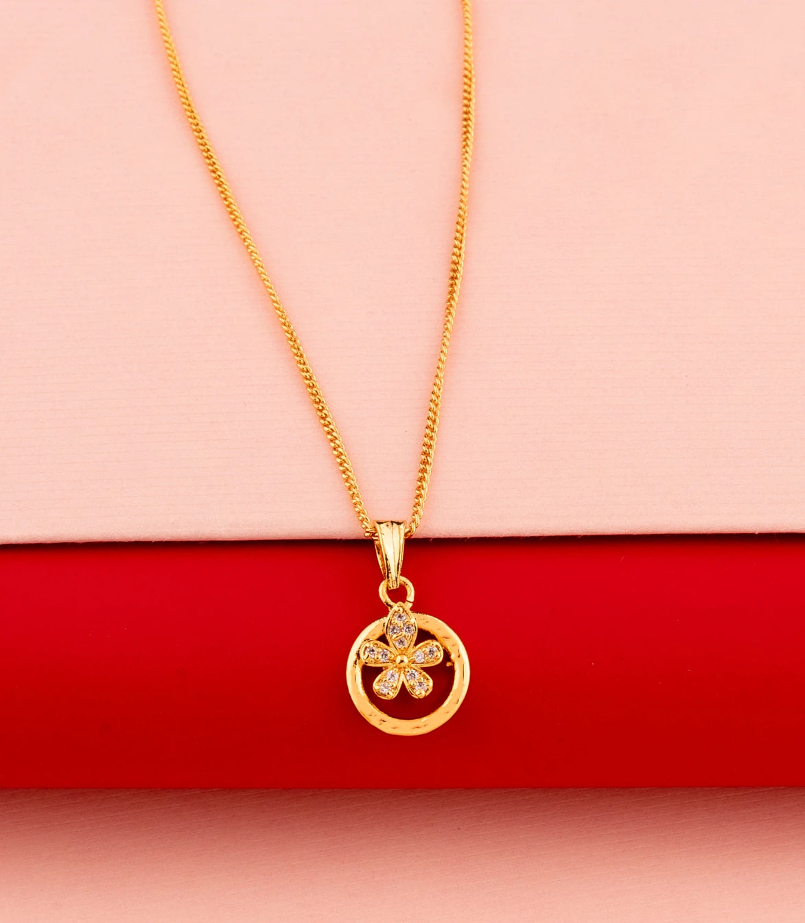 Gold Plated Floral Inspired Chain & Pendant