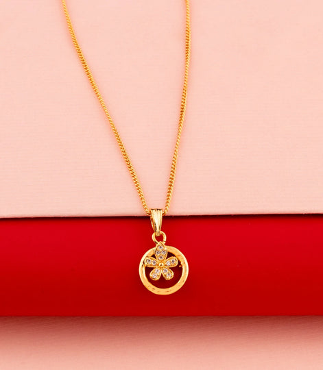 Gold Plated Floral Inspired Chain & Pendant