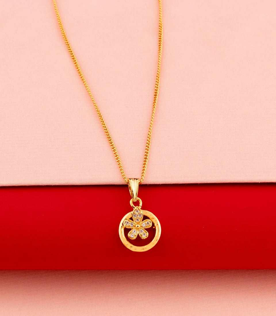 Gold Plated Floral Inspired Chain & Pendant