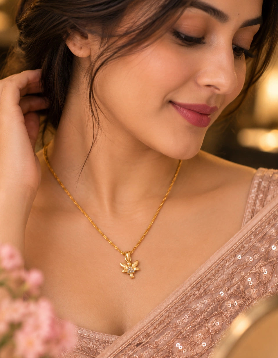 Gold Plated Floral Beauty Chain & Pendant