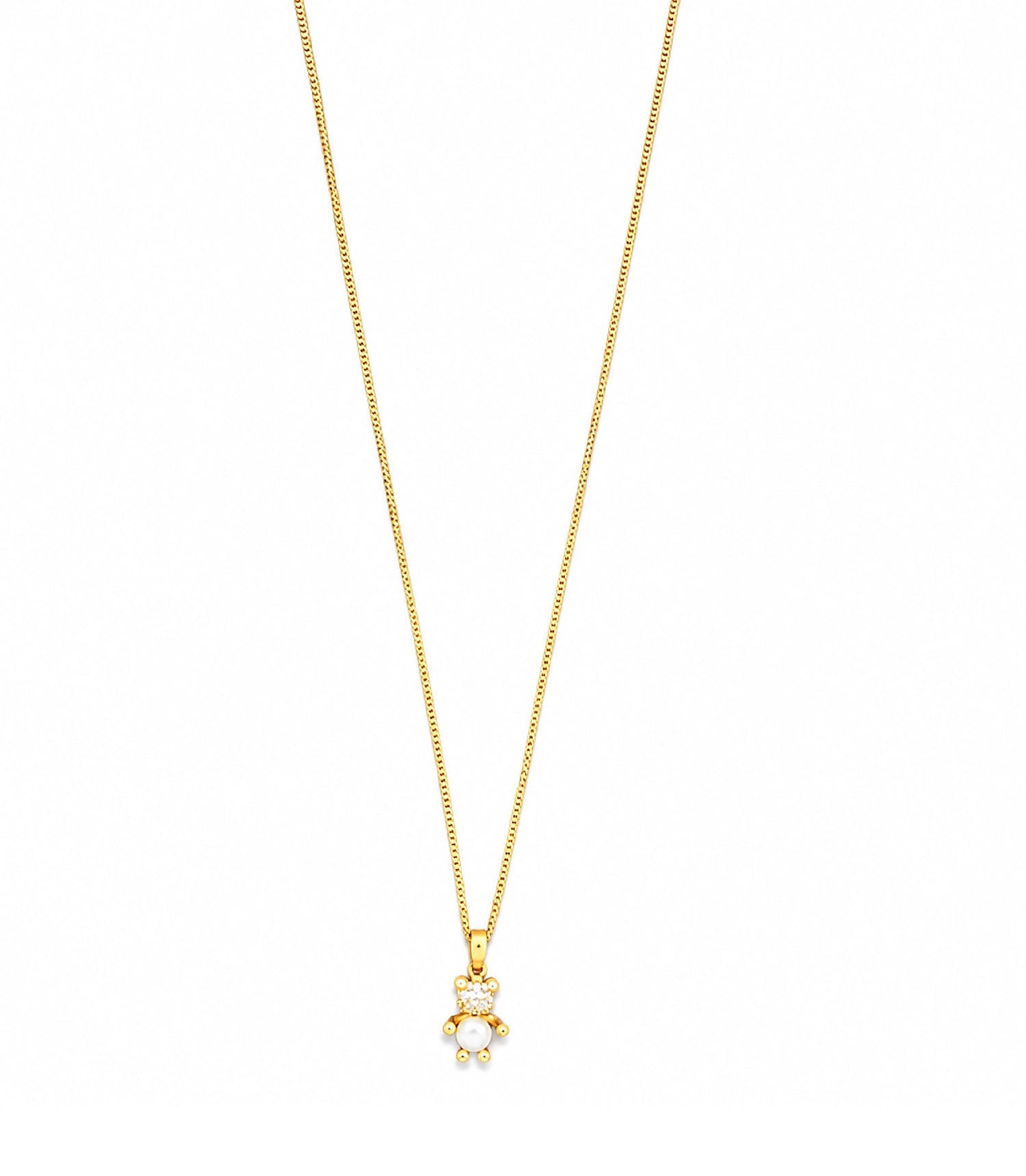 Gold Plated Teddy Bear Pearl Chain Pendant