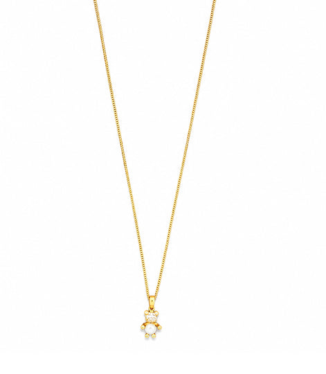 Gold Plated Teddy Bear Pearl Chain Pendant