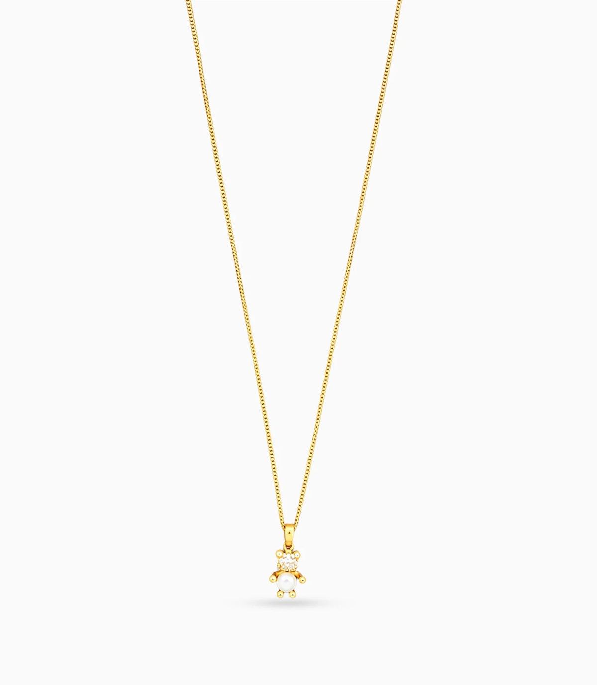Gold Plated Teddy Bear Pearl and AD Chain Pendant