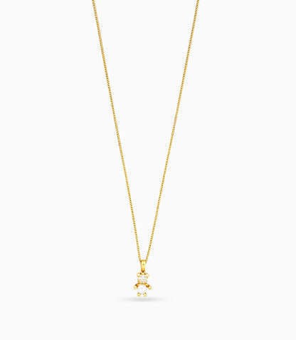 Gold Plated Teddy Bear Pearl and AD Chain Pendant