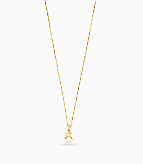 Gold Plated Teddy Bear Pearl and AD Chain Pendant