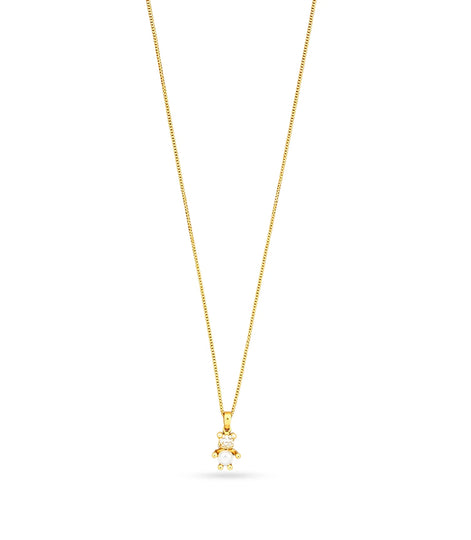 Gold Plated Teddy Bear Pearl and AD Chain Pendant