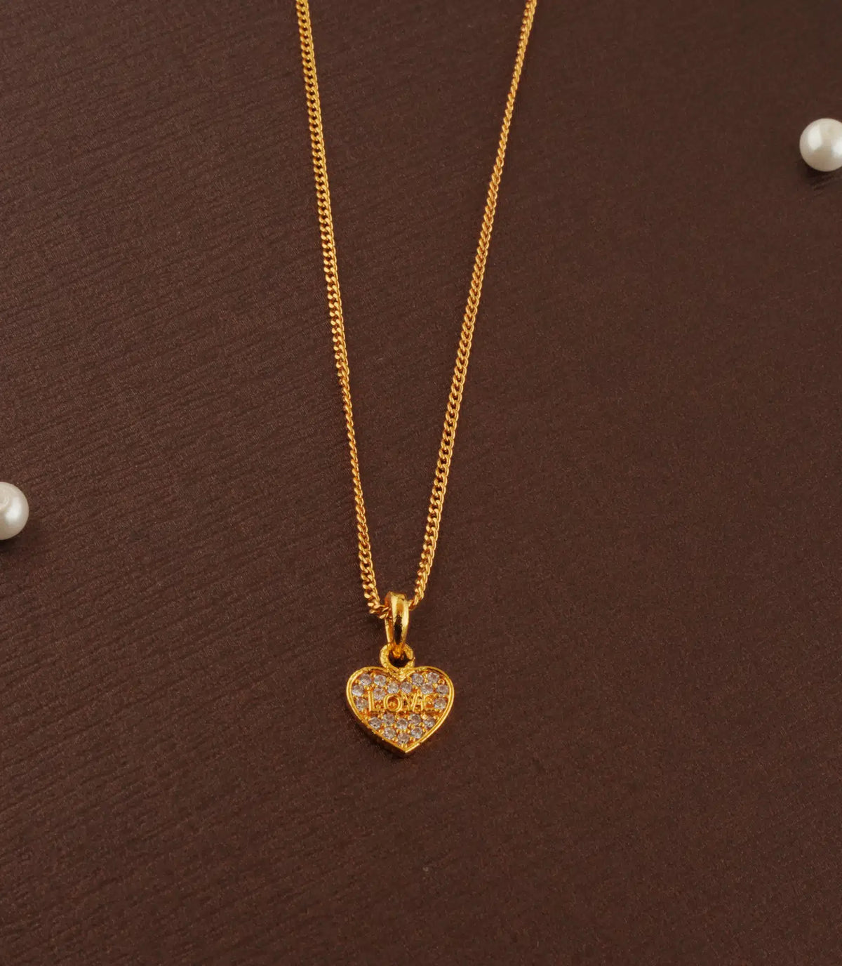 Gold Plated Classic Heart AD Chain Pendant