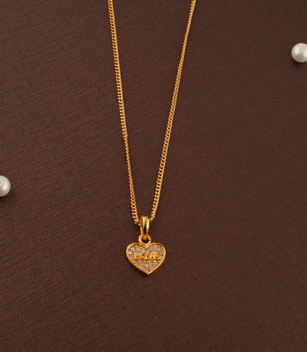 Gold Plated Classic Heart AD Chain Pendant