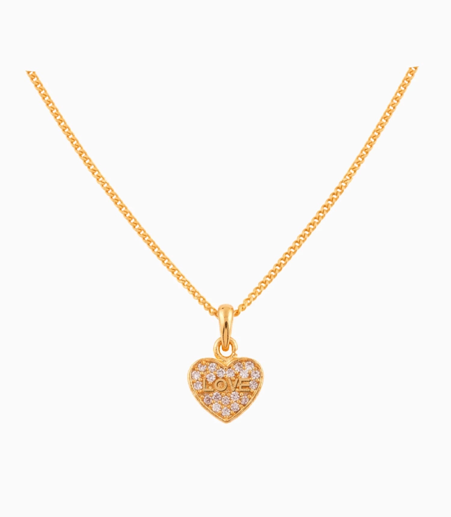Gold Plated Classic Heart AD Chain Pendant