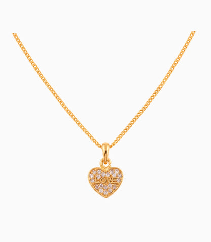 Gold Plated Classic Heart AD Chain Pendant