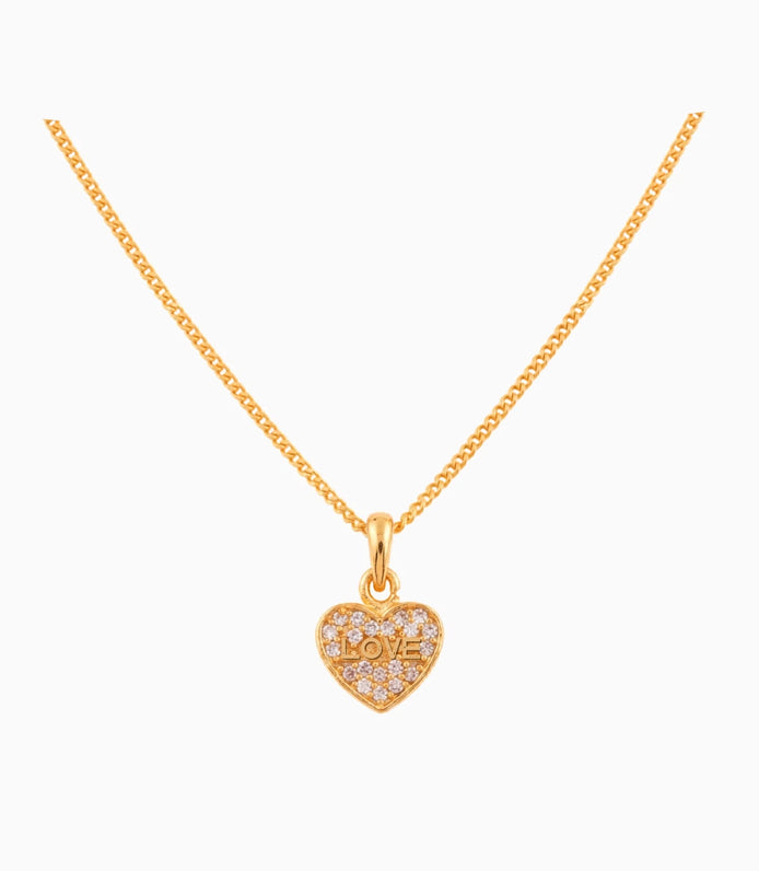 Gold Plated Classic Heart AD Chain Pendant