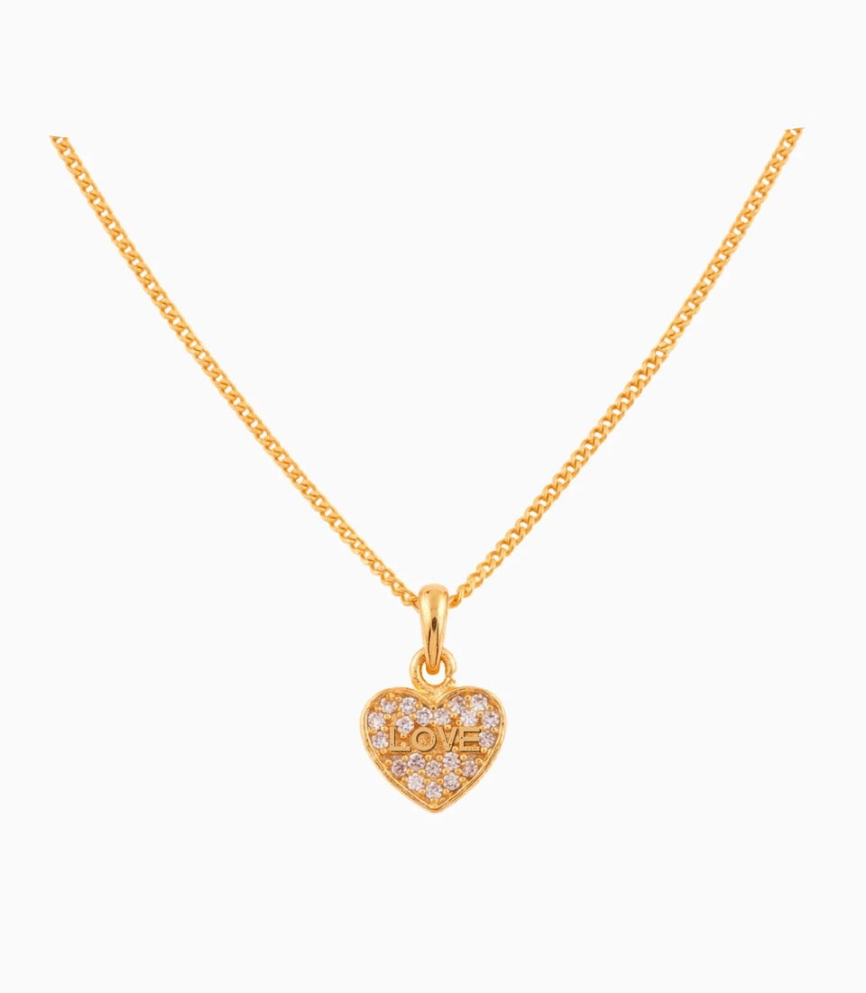 Gold Plated Classic Heart AD Chain Pendant