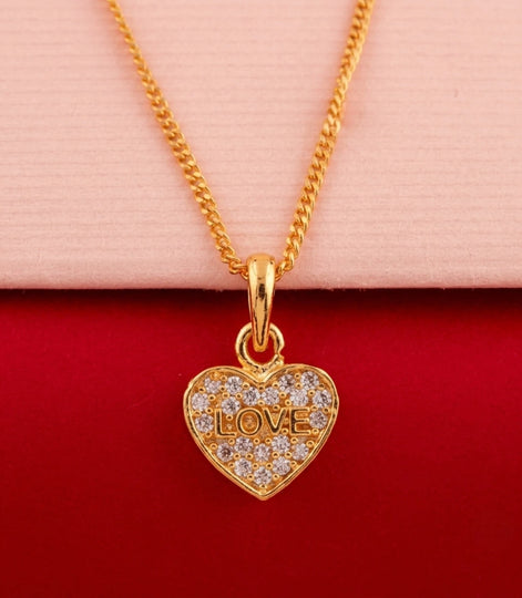 Gold Plated Classic Heart AD Chain Pendant