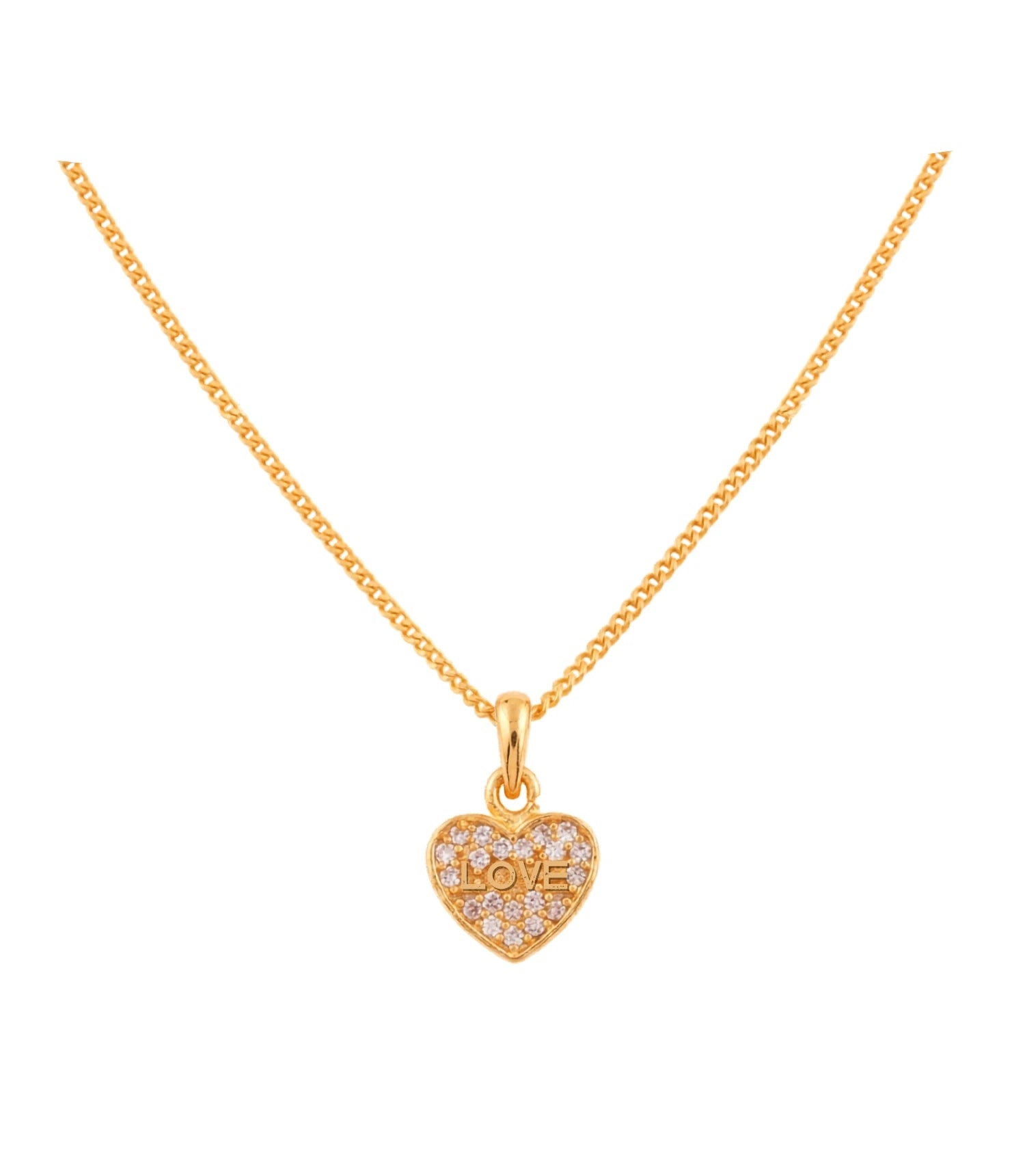 Gold Plated Classic Heart AD Chain Pendant