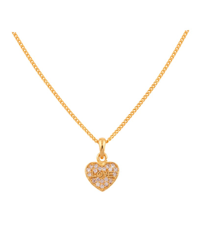 Gold Plated Classic Heart AD Chain Pendant