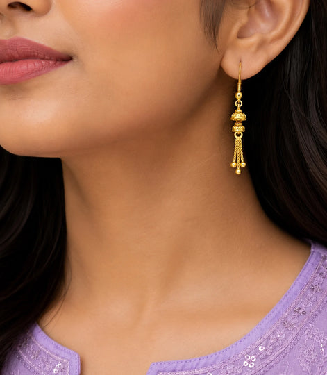 Gold Plated Traditional Tassel Dangler Earrings