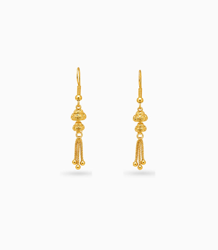 Gold Plated Traditional Tassel Dangler Earrings