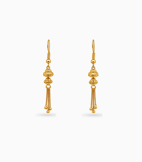 Gold Plated Ethnic Long Dangler Earrings