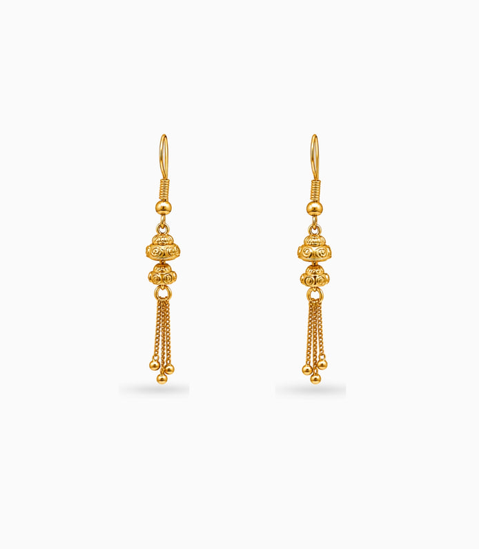 Gold Plated Ethnic Long Dangler Earrings
