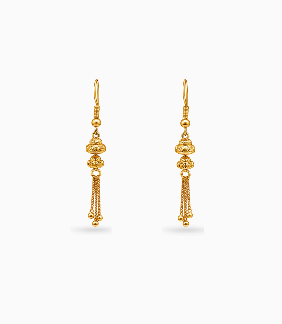 Gold Plated Ethnic Long Dangler Earrings