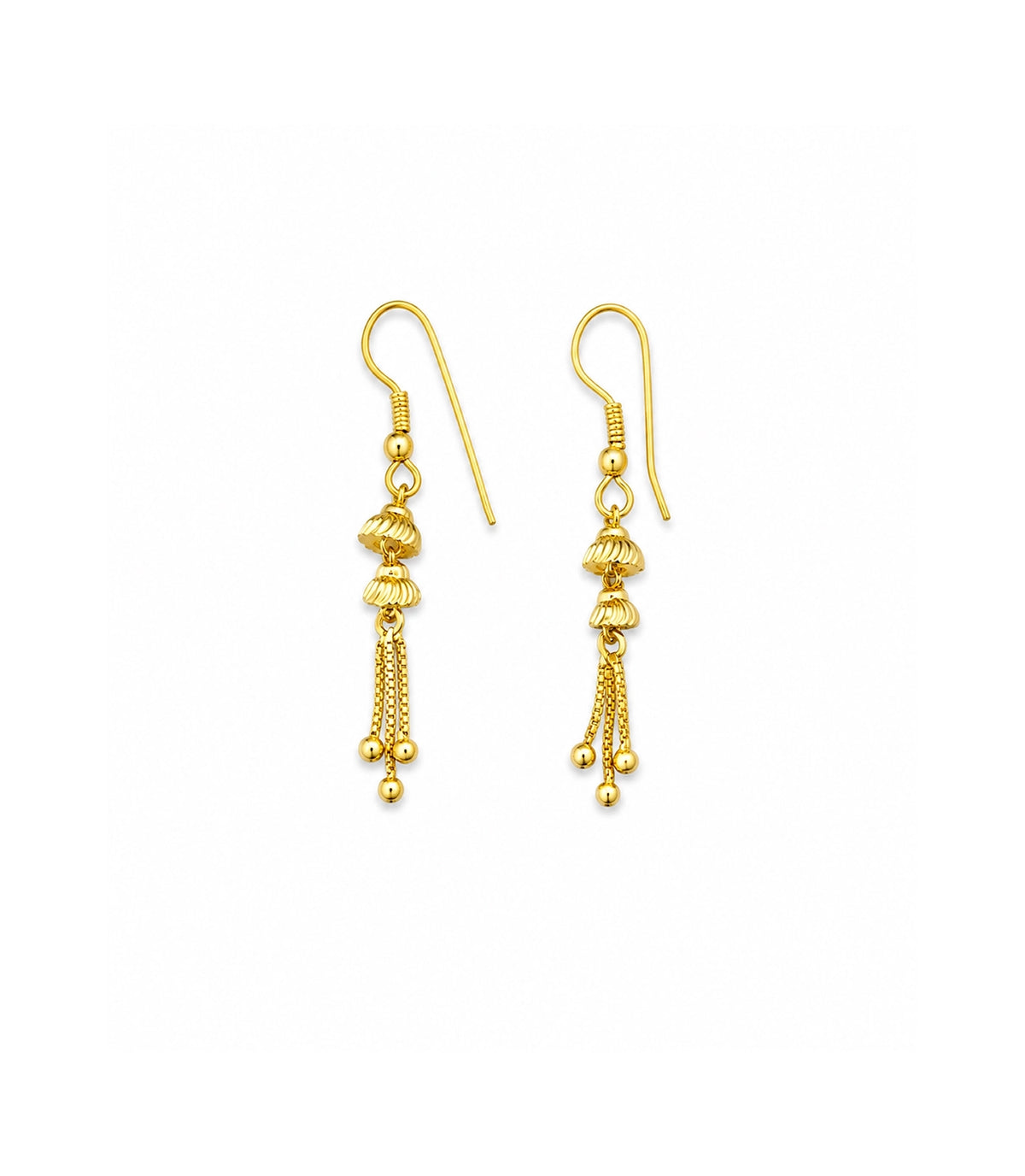 Gold Plated Bell Tassel Dangler Earrings
