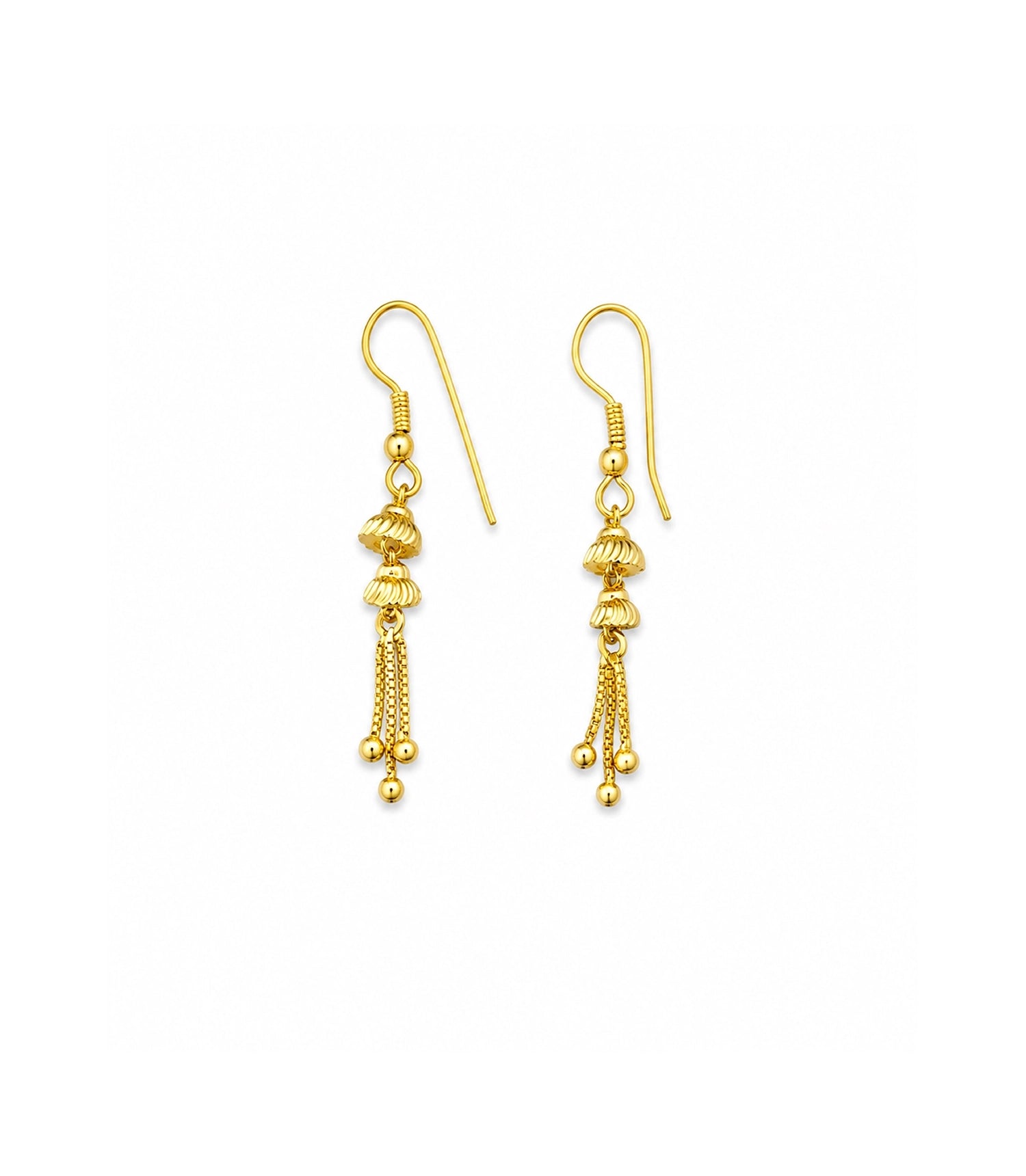 Gold Plated Bell Tassel Dangler Earrings