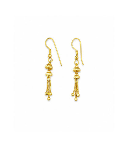 Gold Plated Bell Tassel Dangler Earrings