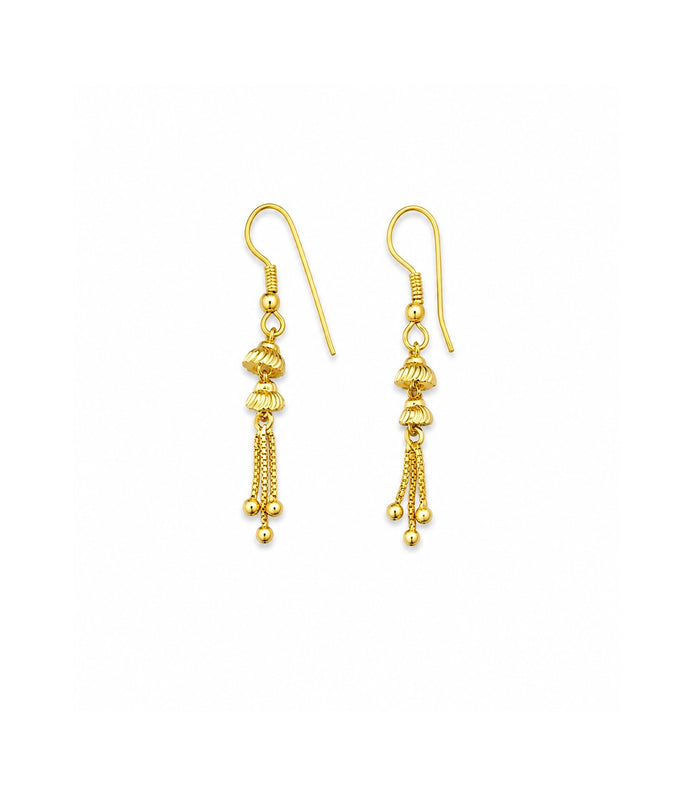 Gold Plated Bell Tassel Dangler Earrings