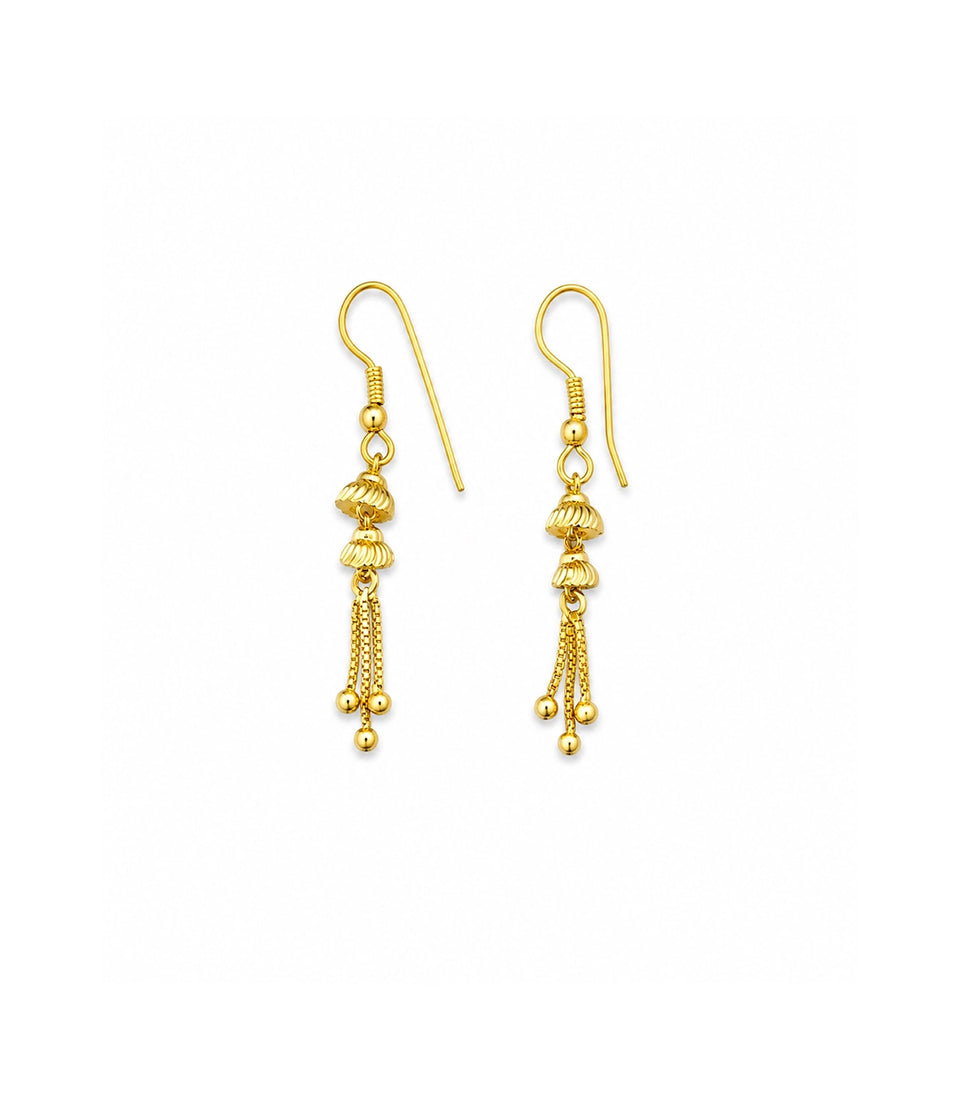 Gold Plated Bell Tassel Dangler Earrings