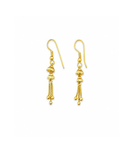 Gold Plated Bell Tassel Dangler Earrings
