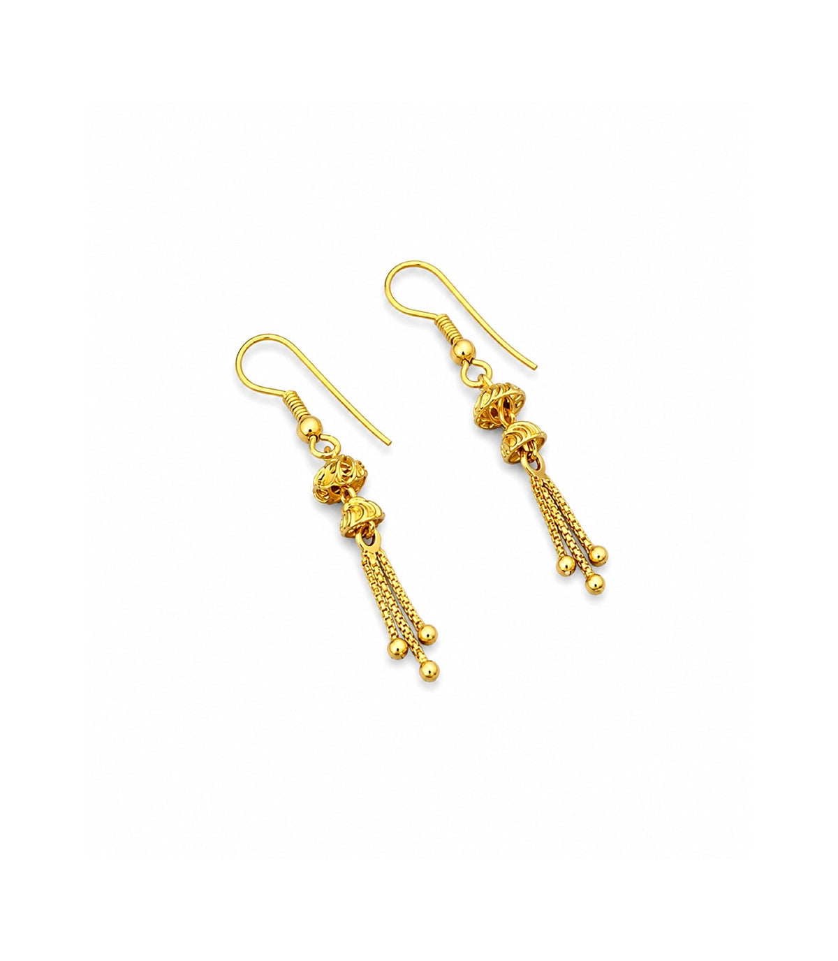 Gold Plated Bell Tassel Dangler Earrings