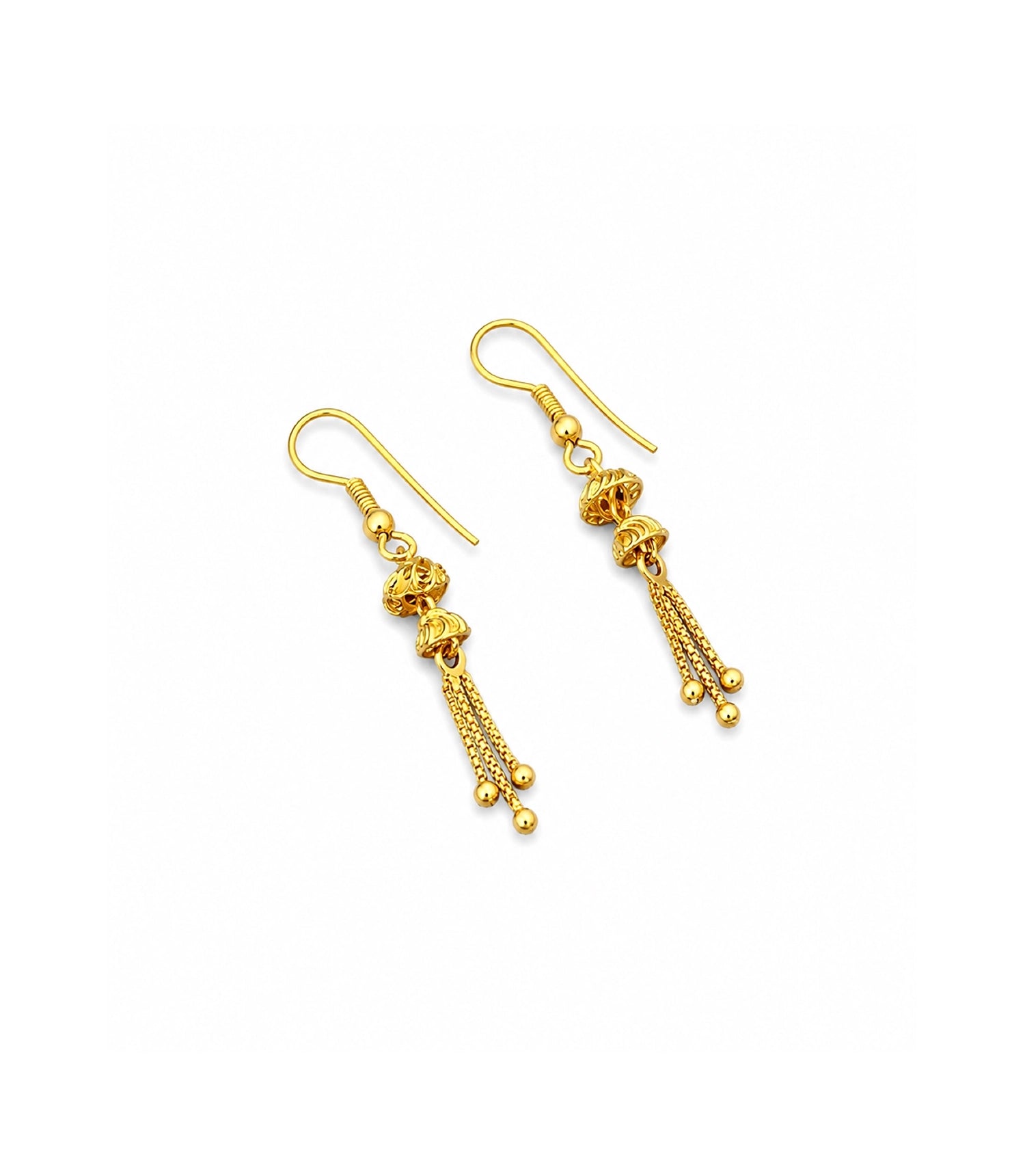 Gold Plated Bell Tassel Dangler Earrings