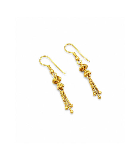 Gold Plated Bell Tassel Dangler Earrings