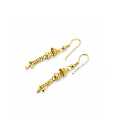 Gold Plated Bell Tassel Dangler Earrings