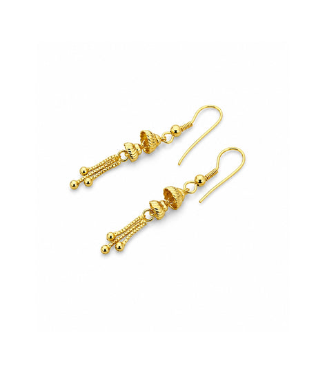 Gold Plated Bell Tassel Dangler Earrings