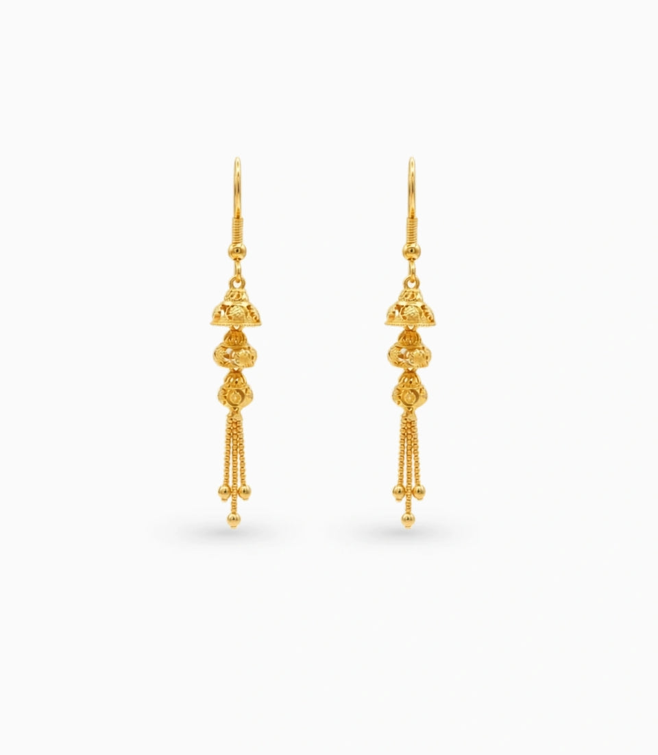 Gold Plated Shiny Dangler Earrings