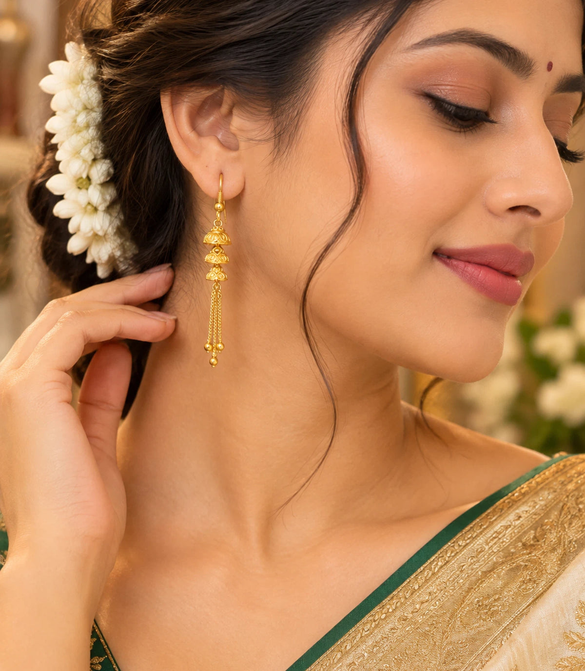 Gold Plated Elegant Dangler Earrings