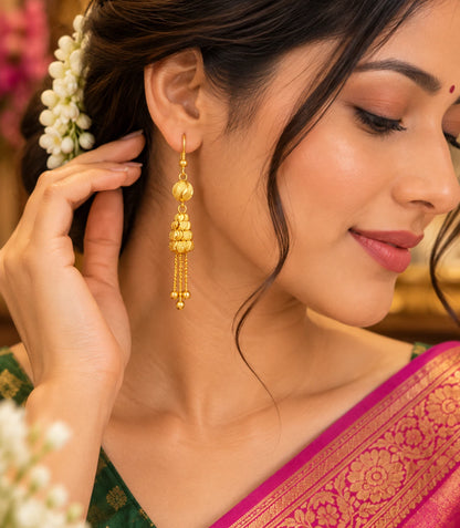 Gold Plated Artistic Dangler Earrings