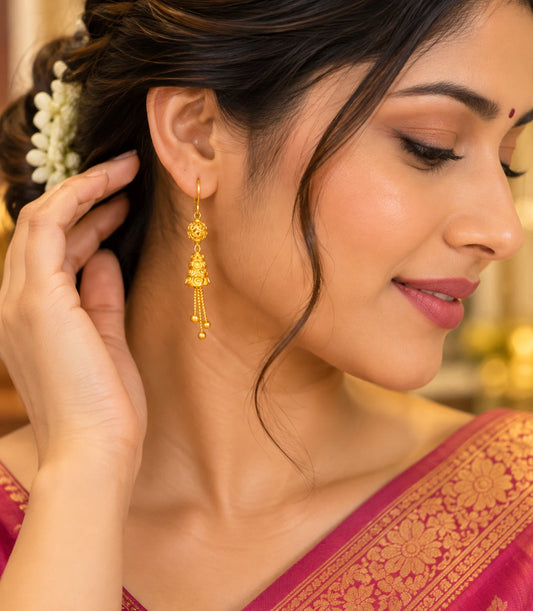 Gold Plated Intricate Dangler Earrings