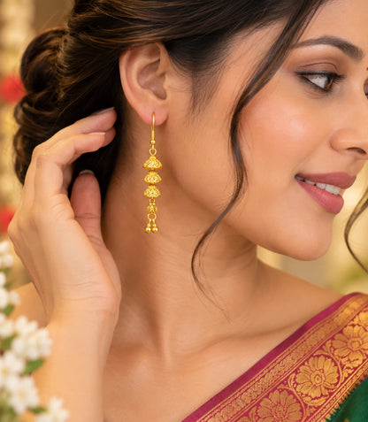 Gold Plated Statement Jhumka Dangler Earrings