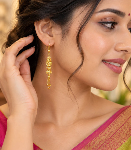 Gold Plated Modern Dangler Earrings