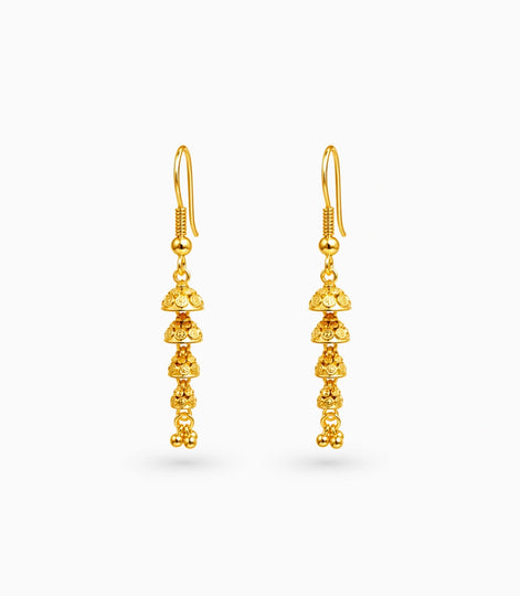 Gold Plated Sparkling Dangler Earrings