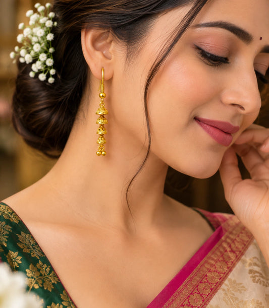 Gold Plated Sparkling Dangler Earrings