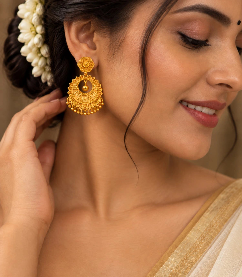 Gold Plated Dazzling Chandbali Earrings