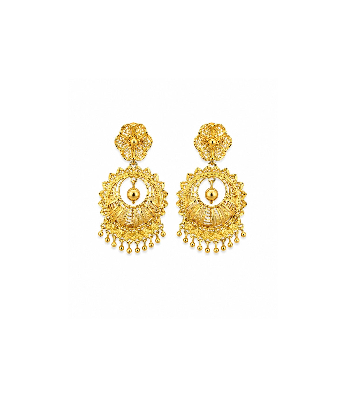 Gold Plated Floral Statement Chandbali Earrings